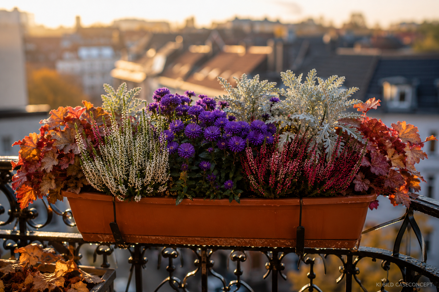 Fertig bepflanzter Kasten am Balkon