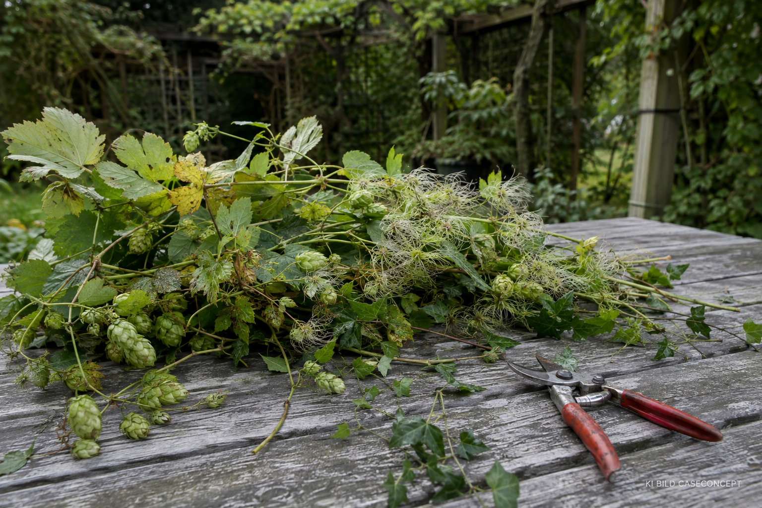 Das Ausgangsmaterial – frischer Rückschnitt im Garten