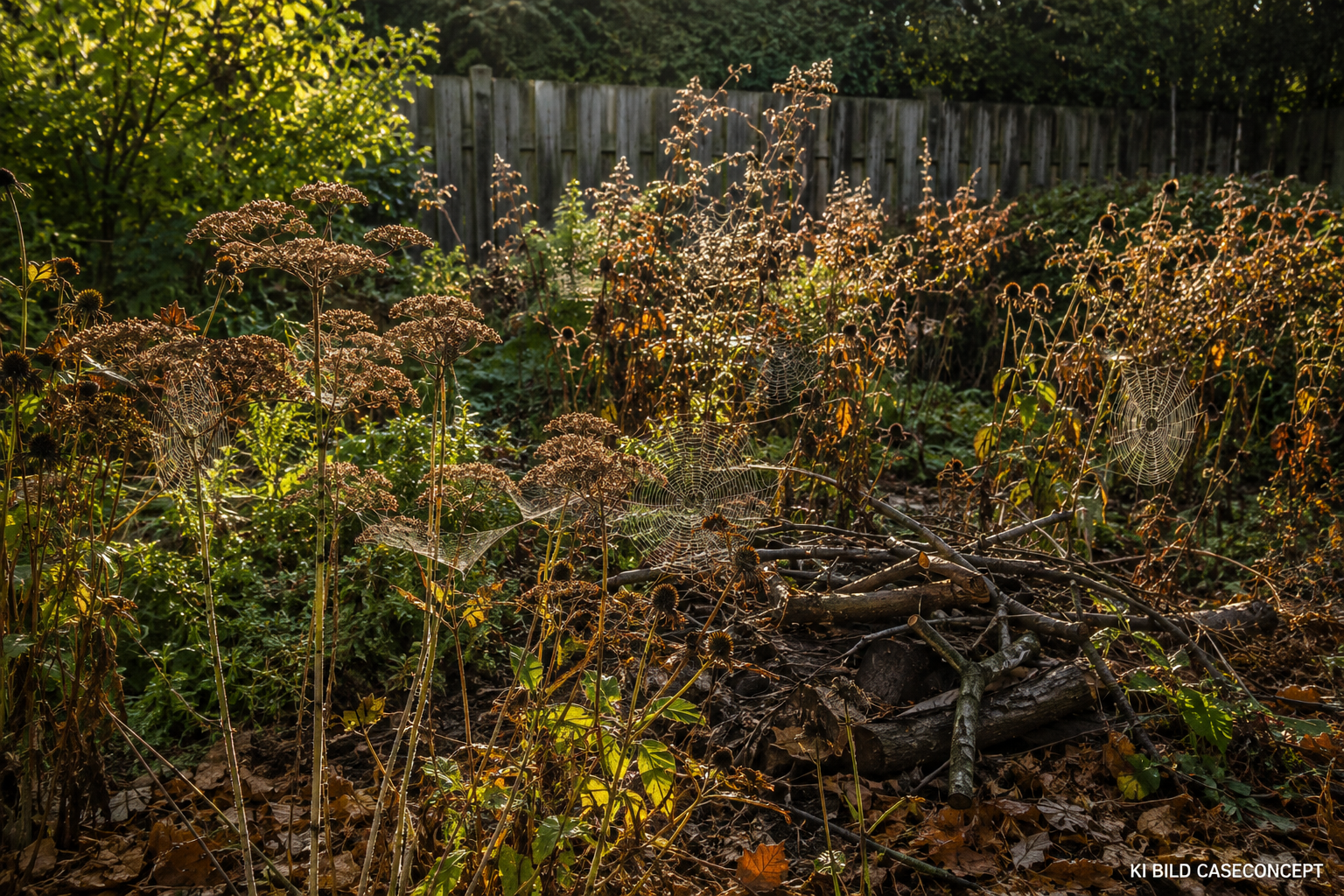 Herbstgarten mit Winterquartieren &ndash; Naturnaher Garten