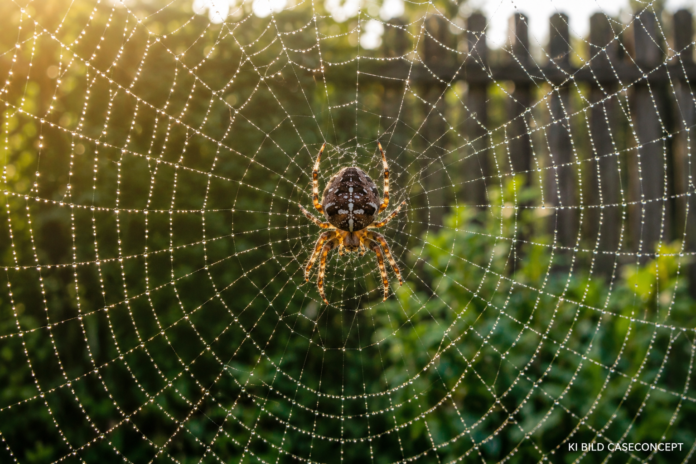 Netz über dem Gartenweg