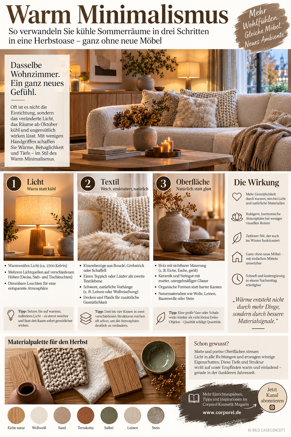 Warm Minimalismus Einrichten Info