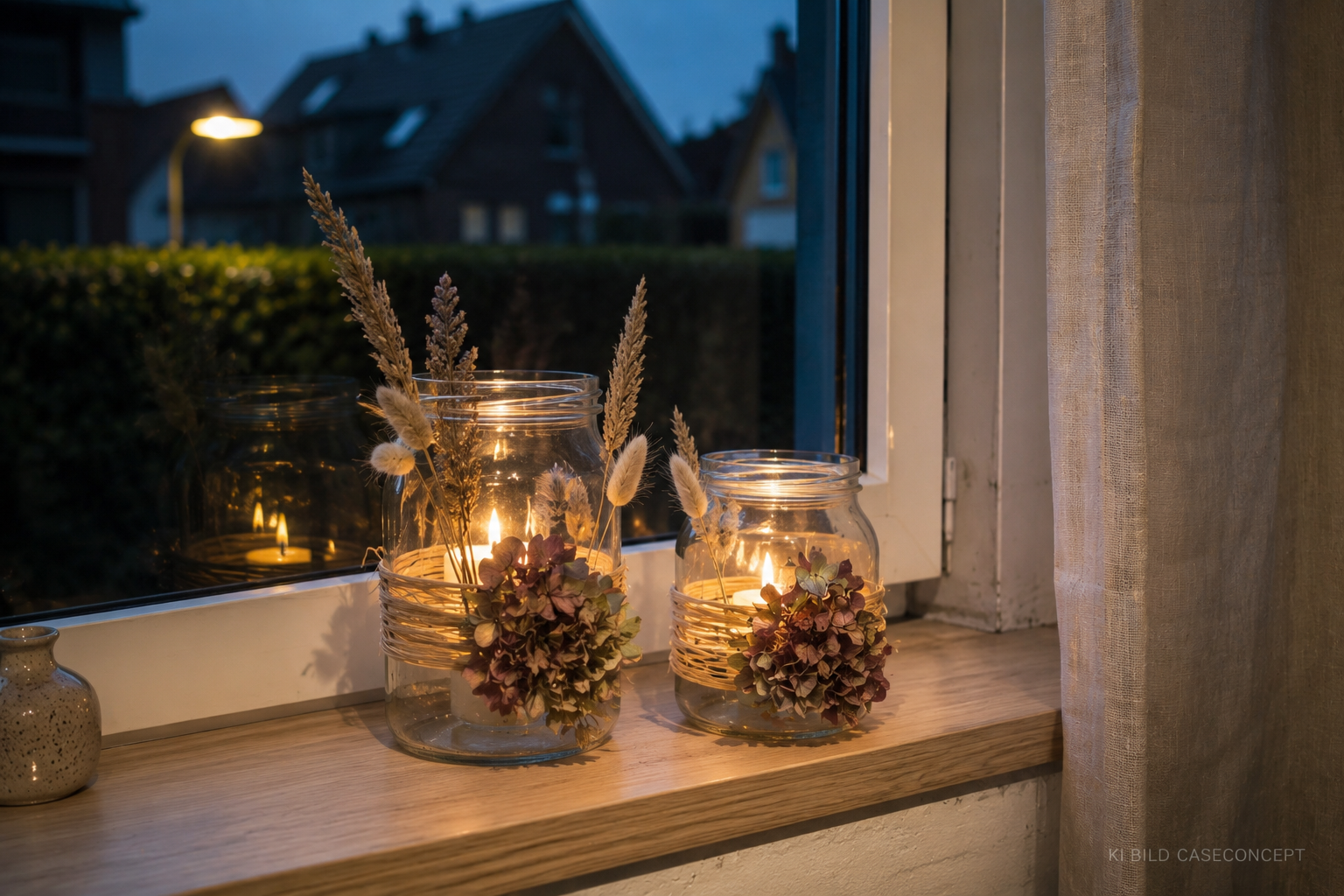 Windlichter auf der Fensterbank