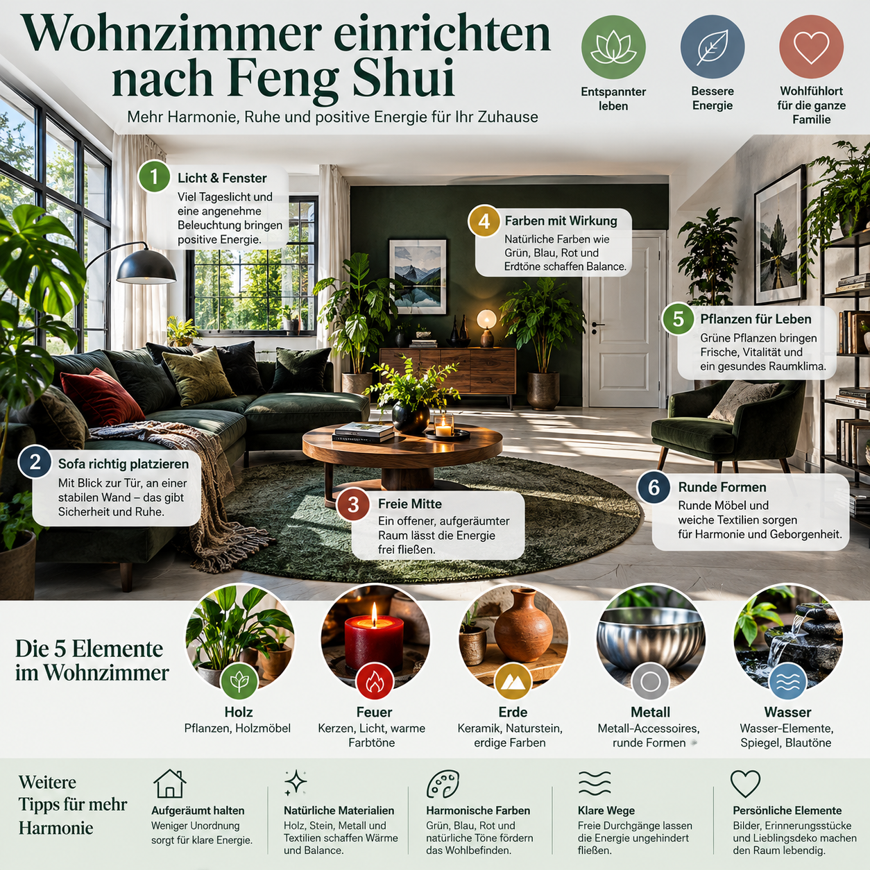 Wohnzimmer nach Feng Shui Info
