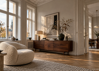 Bouclé meets Dark Walnut: Warum dieser Material-Kontrast Ihr Wohnzimmer sofort teurer wirken lässt
