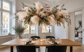 Pampas Clouds über dem Esstisch So bauen Sie die schwebende Herbstdeko, die gerade Pinterest erobert