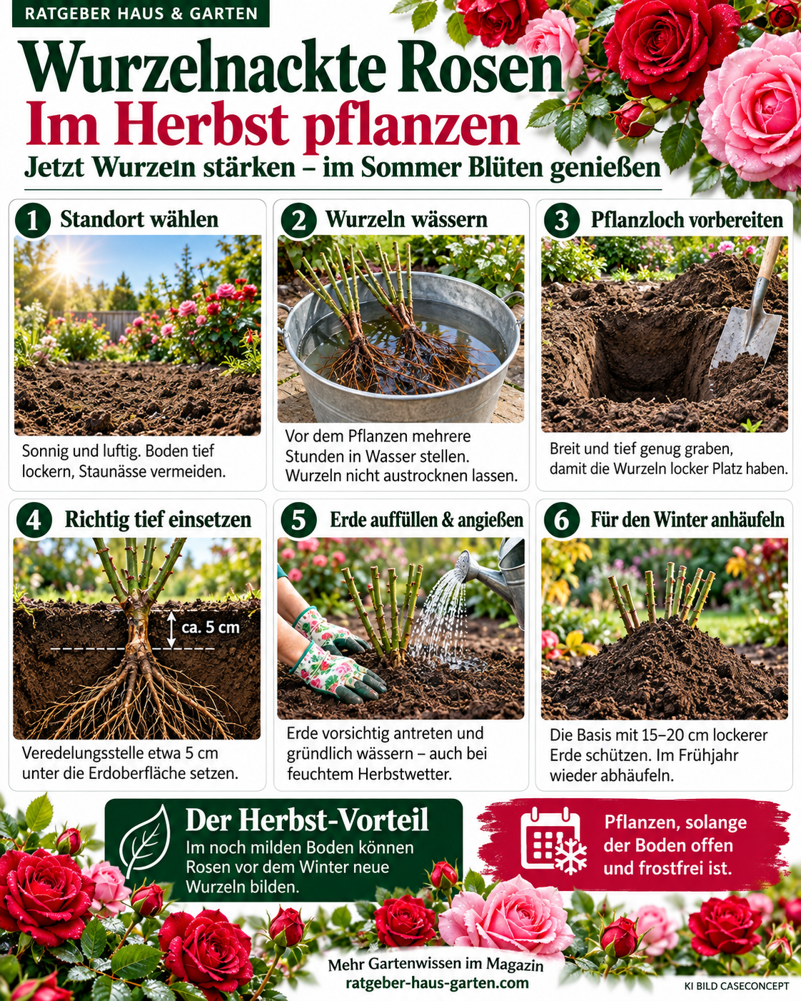 Wurzelnackte Rosen im Herbst pflanzen